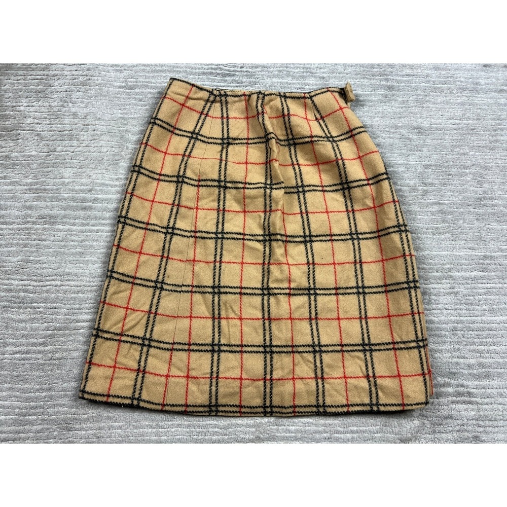 Corner House Skirt Womens 8 Tan Plaid A-Line Vintage Quakertown Wool Blend Check